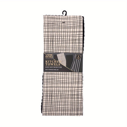 Crosshatch Kitchen Towels, 4-Pack, Quick-Drying and Soft