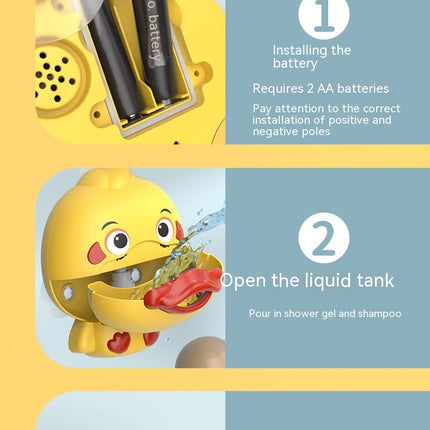 Bathroom Electric Cartoon Bubble Duck One-click Start Continuous Bubble Parent-child Interactive Water Toy