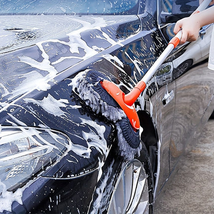 1pc Rotary Car Wash Mop with Long Handle, Telescopic Microfiber Soft Brush, Non-Damaging Vehicle Cleaning Tool