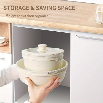 13-Piece Ceramic Kitchen Cookware Set, Detachable Dandle Pots and Pans with Pan Protectors,