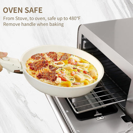 13-Piece Ceramic Kitchen Cookware Set, Detachable Dandle Pots and Pans with Pan Protectors,