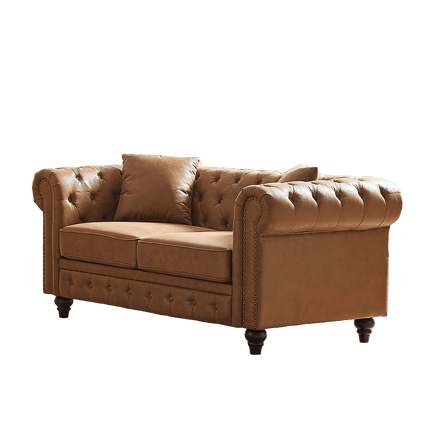 sofa, Tech Fabric Button Design Living Room Sectional, Button Tufted with Nail Design Arms with 2 Pillows