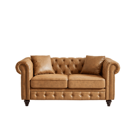 sofa, Tech Fabric Button Design Living Room Sectional, Button Tufted with Nail Design Arms with 2 Pillows