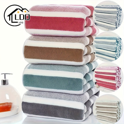 LDQ 4-Piece Coral Fleece Towel Set, Polyester, Rustic Style Oblong, Hypoallergenic,