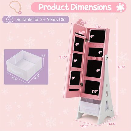 Full-Length Mirror - Adjustable Tilt (94°/90°), Foldable Drawer & Wall-Safe Anti-Tip Design