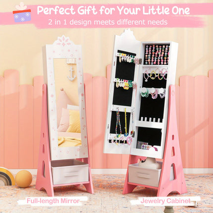 Full-Length Mirror - Adjustable Tilt (94°/90°), Foldable Drawer & Wall-Safe Anti-Tip Design
