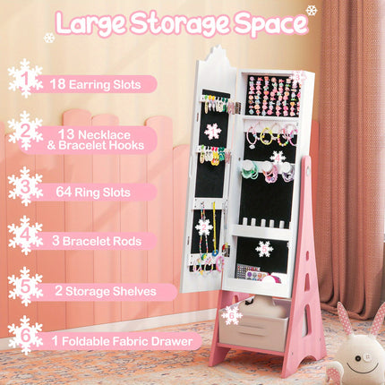 Full-Length Mirror - Adjustable Tilt (94°/90°), Foldable Drawer & Wall-Safe Anti-Tip Design