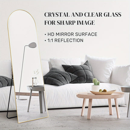 Floor Mirror - Full Length with Stand, Freestanding or Wall-Mounted Options, Elegant Design Mirror for Bedroom,