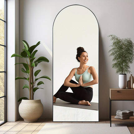Floor Mirror - Full Length with Stand, Freestanding or Wall-Mounted Options, Elegant Design Mirror for Bedroom,