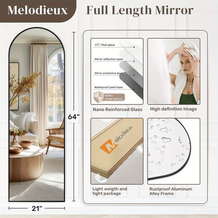 Dressing Mirror Gold Black Aluminum Frame