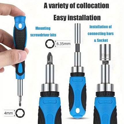 44pcs High Carbon Steel Ratchet Screwdriver Bit & Socket Set - Versatile, Compact Tool Kit for DIY,