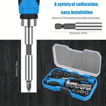 44pcs High Carbon Steel Ratchet Screwdriver Bit & Socket Set - Versatile, Compact Tool Kit for DIY,