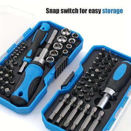44pcs High Carbon Steel Ratchet Screwdriver Bit & Socket Set - Versatile, Compact Tool Kit for DIY,