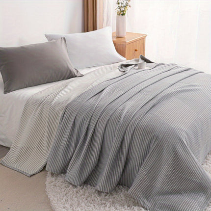 3 Layers Egyptian Cotton Muslin Bed Blanket, Breathable Yarn Dyed Quilt Perfect for Couch, Bed