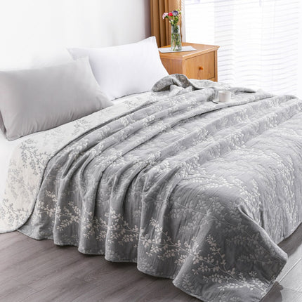 3 Layers Egyptian Cotton Muslin Bed Blanket, Breathable Yarn Dyed Quilt Perfect for Couch, Bed