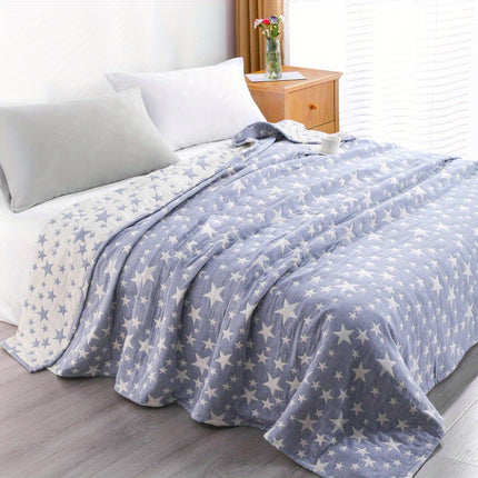 3 Layers Egyptian Cotton Muslin Bed Blanket, Breathable Yarn Dyed Quilt Perfect for Couch, Bed
