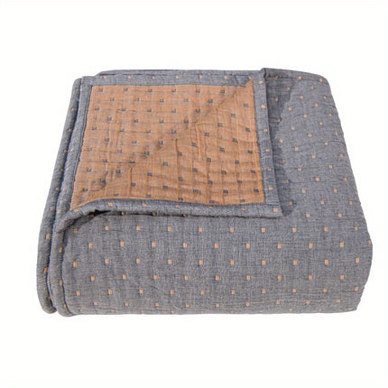 3 Layers Egyptian Cotton Muslin Bed Blanket, Breathable Yarn Dyed Quilt Perfect for Couch, Bed