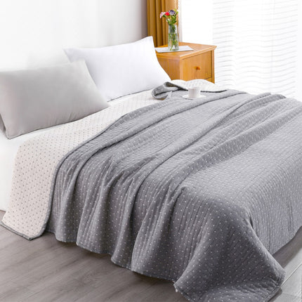 3 Layers Egyptian Cotton Muslin Bed Blanket, Breathable Yarn Dyed Quilt Perfect for Couch, Bed