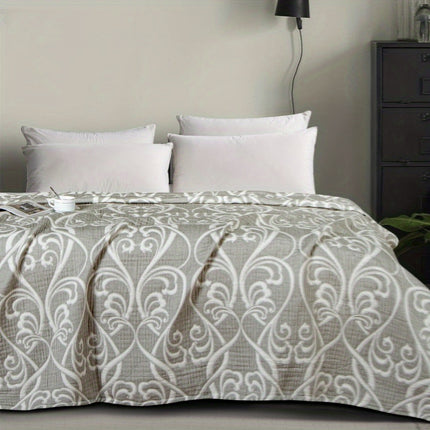 3 Layers Egyptian Cotton Muslin Bed Blanket, Breathable Yarn Dyed Quilt Perfect for Couch, Bed