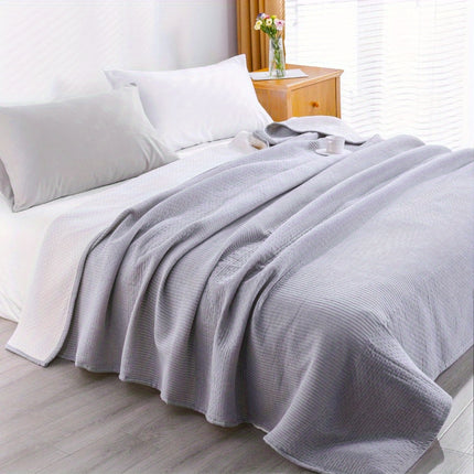 3 Layers Egyptian Cotton Muslin Bed Blanket, Breathable Yarn Dyed Quilt Perfect for Couch, Bed