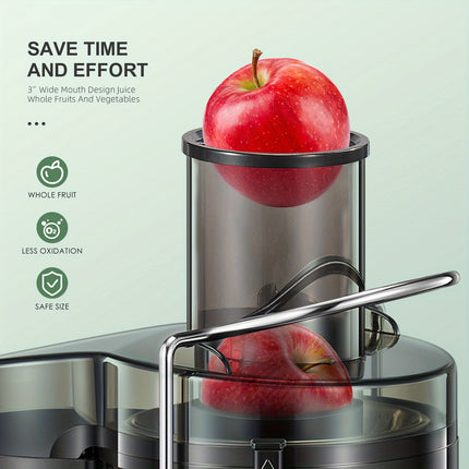 Juicer Machine, 500W Extractor with Wide Mouth 3 Feed Chute for Fruit Vegetable, Easy to Clean,