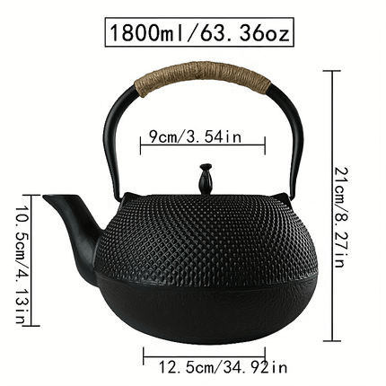 Cast Iron Teapot with Removable Stainless Steel Infuser - Classic Elegant Design,