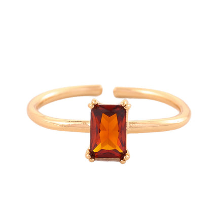 Retro Color Zircon 12th Birthday Stone Ring Simple Bracelet Ring