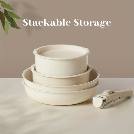 Cookware Set - Pots and Pans Set with Detachable Handle, Induction, Dishwasher Oven Safe