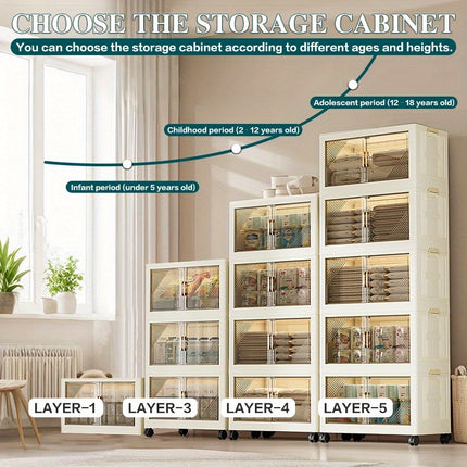 1pc40.01cm multi-layer multifunctional folding storage cabinet, with huge storage space