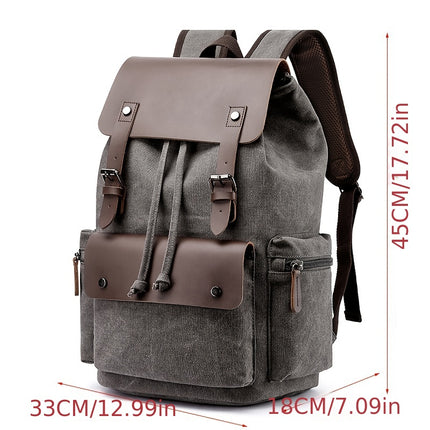 1pc Trendy Retro Canvas Computer Bag Backpack, Student School Bag, Retro Casual Backpack,
