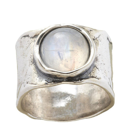 Vintage Moonstone Ring Wide Face Men