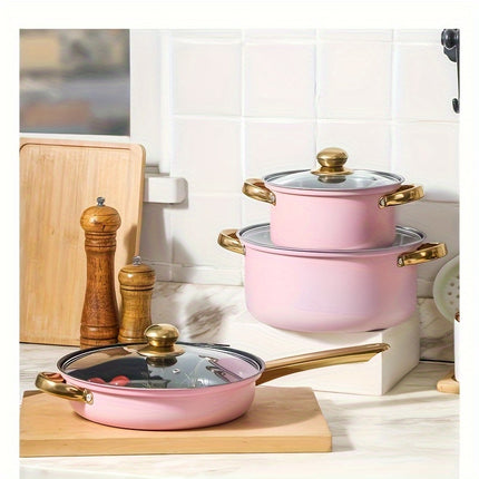 12-Pieces Stainless Steel Cookware Set - Induction Ready, Dual-Handled With Glass Lids