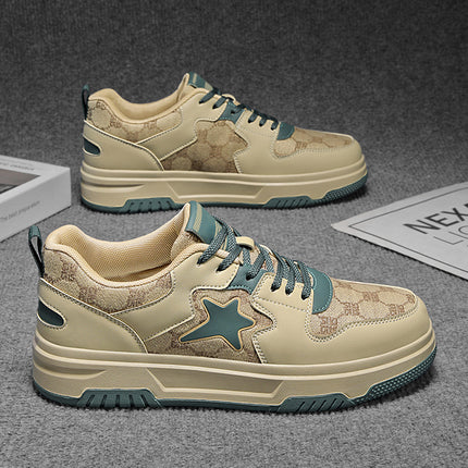 Men'S & Women'S Low-Top Skate Sneakers - & Teal Star Accent Casual Shoes, Slip-Resistant Rubber Sole, All