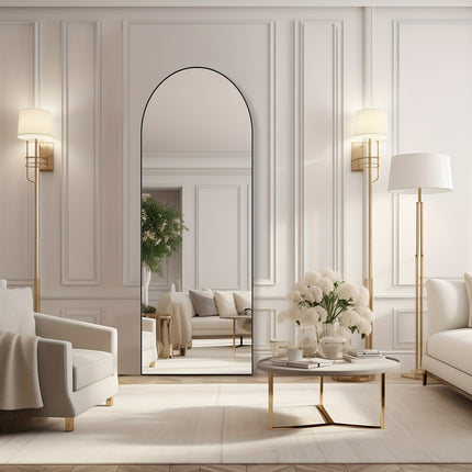 Mirror with Stand - Aluminum Alloy Thin Frame Floor Standing, Leaning or Wall-Mounted, 2 Sizes,