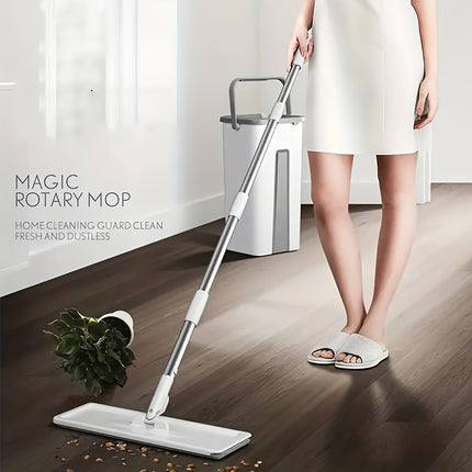 1 Set Mop And Bucket With Wringer Set, Flat Floor Mop And Bucket