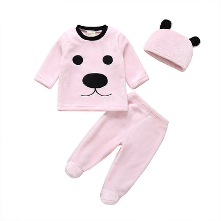 Children's Double-sided Flannel Children's Foot And Velvet Thick Warm Home Set