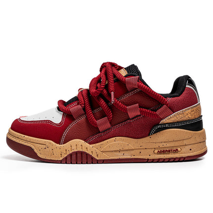 New Men's Niche Design Sneakers Burgundy Trendy Style Versatile Casual Sports Outdoor Walking Shoes