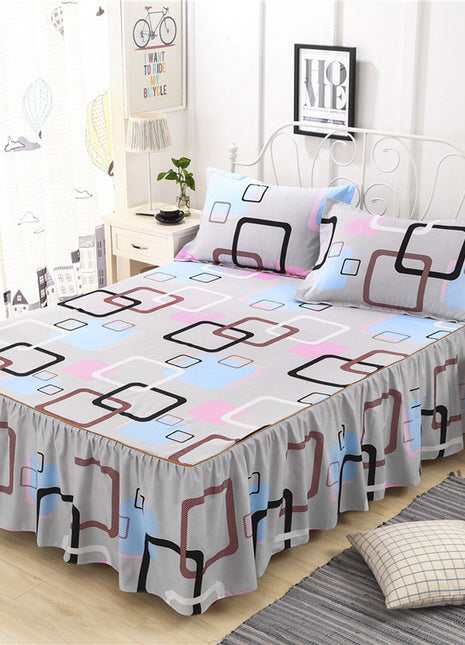 Three-piece bed skirt and bedspread