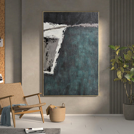 Large Abstract Handmade Painting Retro Green Texture Abstract Wall Art  Wabi-sabi Modern Home Living Room Decor