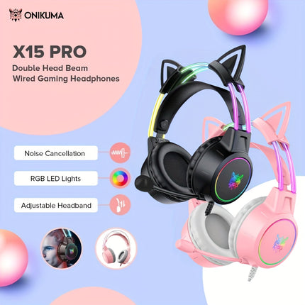 X15 Pro Gaming Headset with RGB, Noise Cancelling Mic & Surround Sound - Compatible for PS/PC/Laptop,