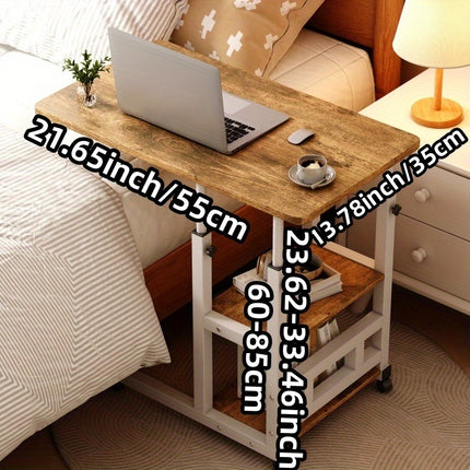 Adjustable Height Rolling Hospital Bed Desk - with Locking Brakes