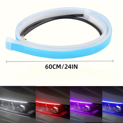 2pcs 60.96 cm LED decorative light strip with flowing light, universal car lights, fashionable start scanning,