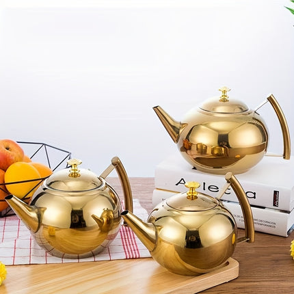 Kettle with Strainer - Golden Stainless Steel  - Suitable for Induction and Open Flame
