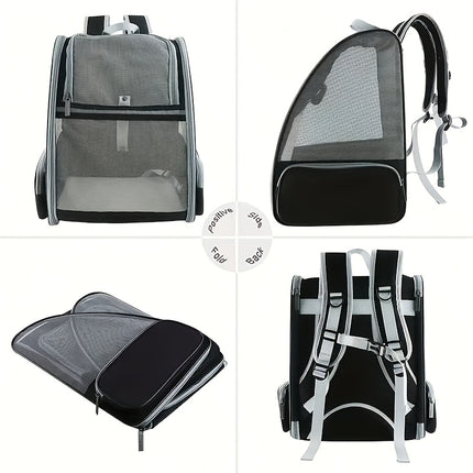 Portable Pet Backpack Carrier - Breathable & Foldable Double Shoulder Bag for Cats