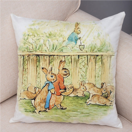 Cartoon Rabbit Peach Skin Fabric Pillow Cover