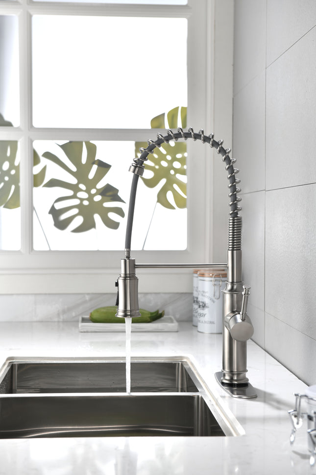 Kitchen Faucets Single Handle Pull Down Sprayer Spring Kitchen Sink Faucet