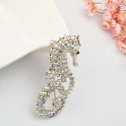 Ocean Series Fashion Diamond Seahorse Brooch
