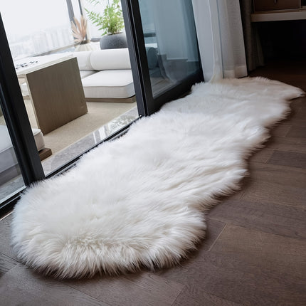 Soft and Fluffy Sheepskin Carpet - Non-slip Artificial Fur Carpet for Bedroom, Living Room and Game Room