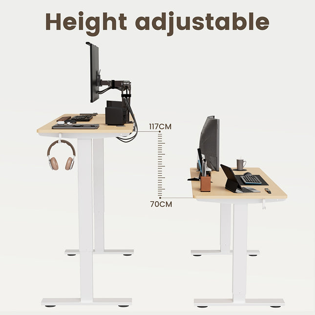 Electric Height-Adjustable Standing Desk with One-Touch Memory & Quiet Motor