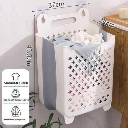 Dirty Clothes Household Laundry Basket Wall Hanging Foldable Bathroom